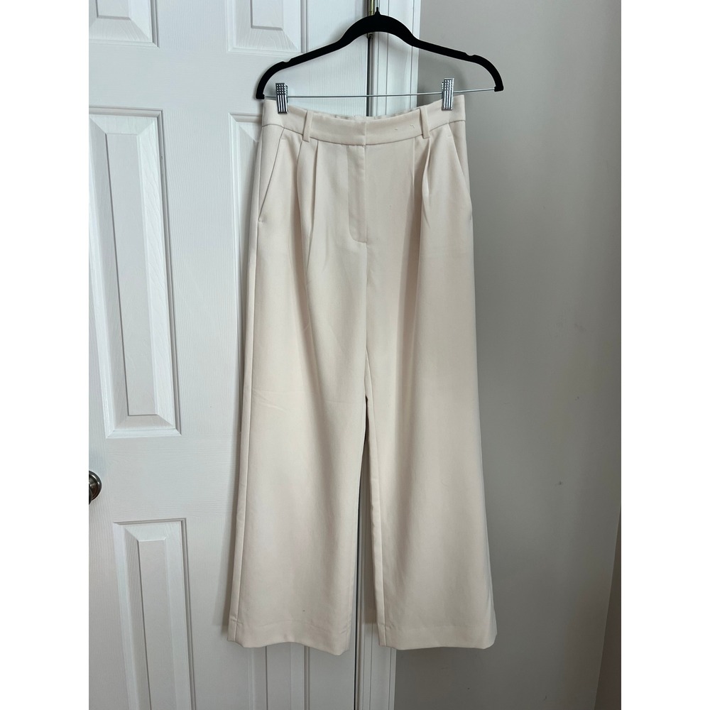 Abercrombie & Fitch Sloane Wide Leg Pant Womens Size 4R Cream Pleated Trousers